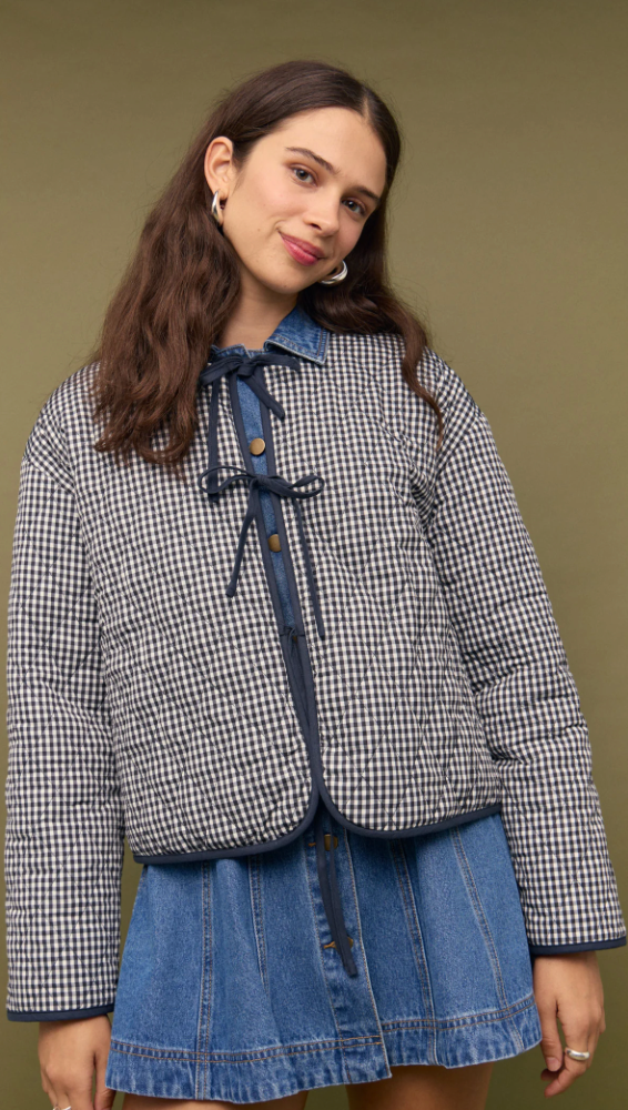 Tie Front Reversible Quilted Jacket
