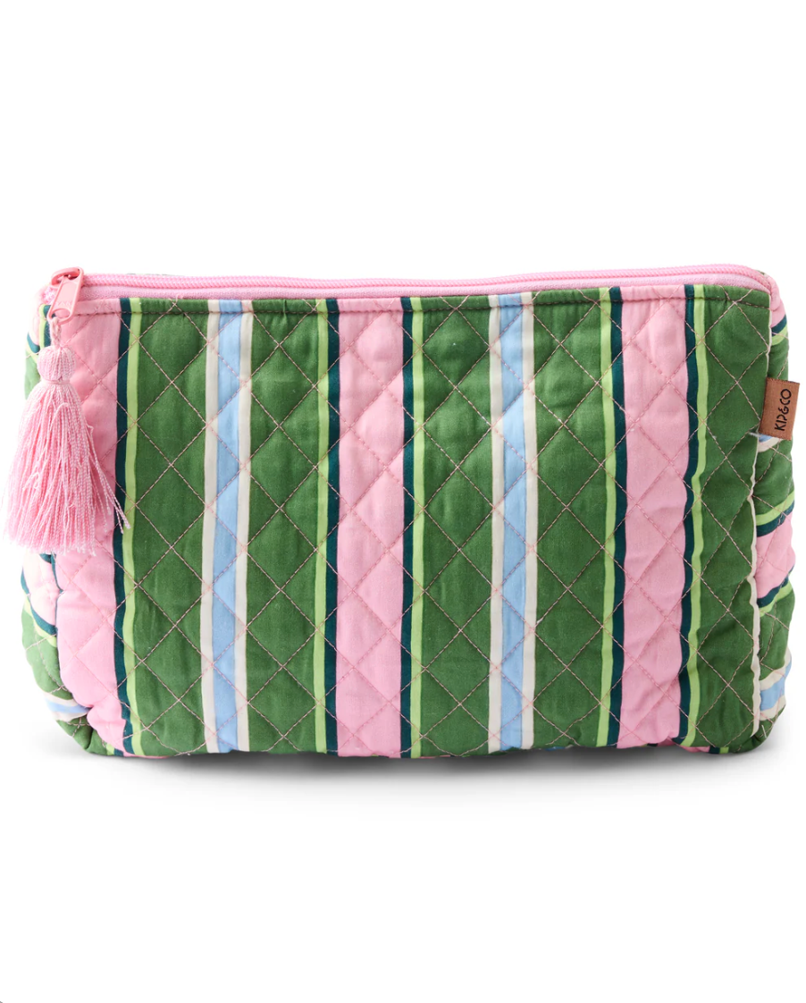 Cactus Stripe Quilted Cotton Toiletry Purse