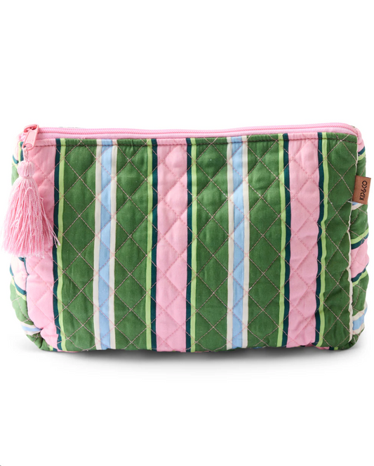 Cactus Stripe Quilted Cotton Toiletry Purse