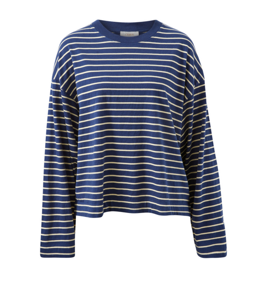 Beau Long Sleeve Slouchy Tee Navy Marshmallow