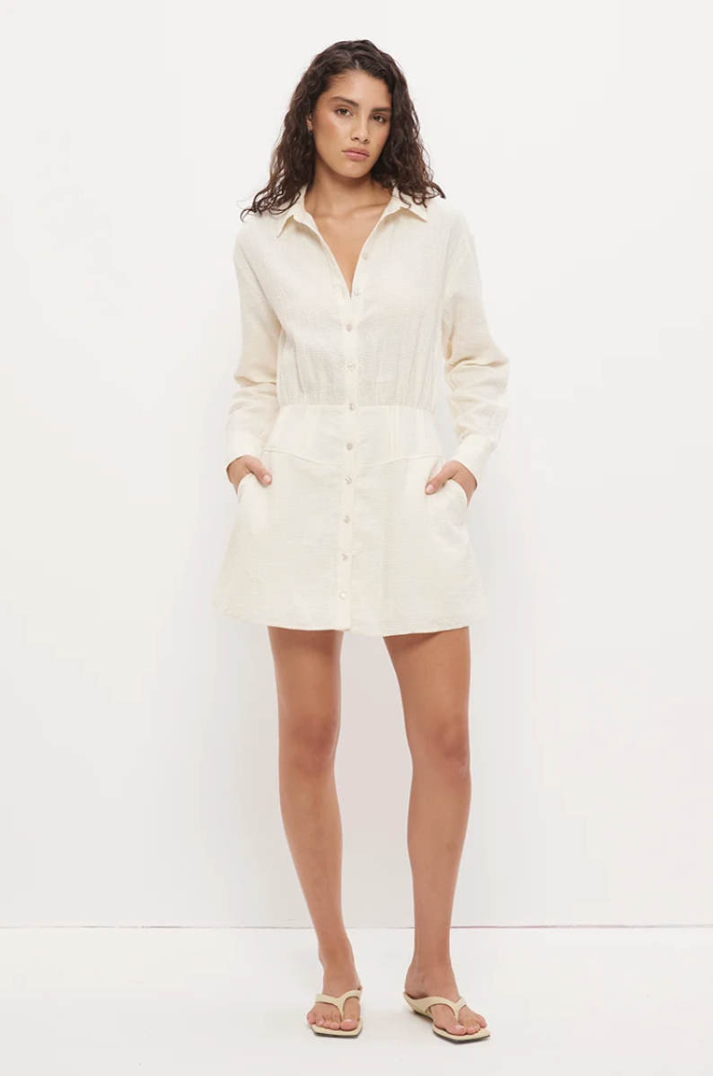 Selma Mini Shirt Dress Cream