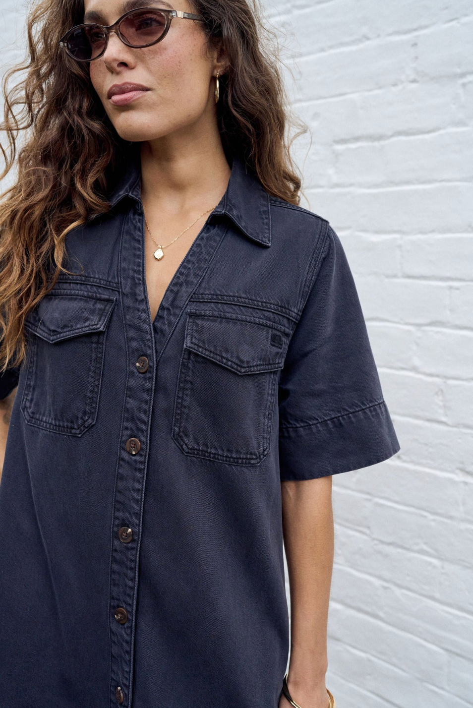 Bonnie Relaxed Shirt Dress - Washed Black