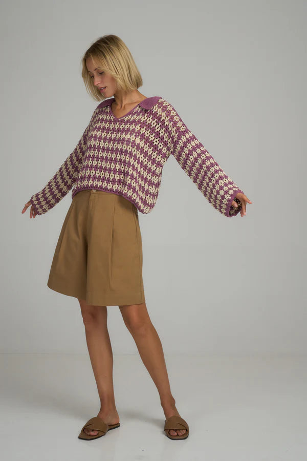 Vacance Lavender Crochet Top