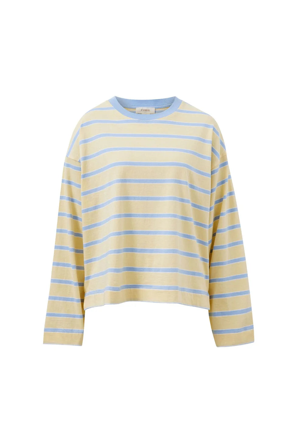 Beau Long Sleeve Slouchy Tee butter china blue stripe