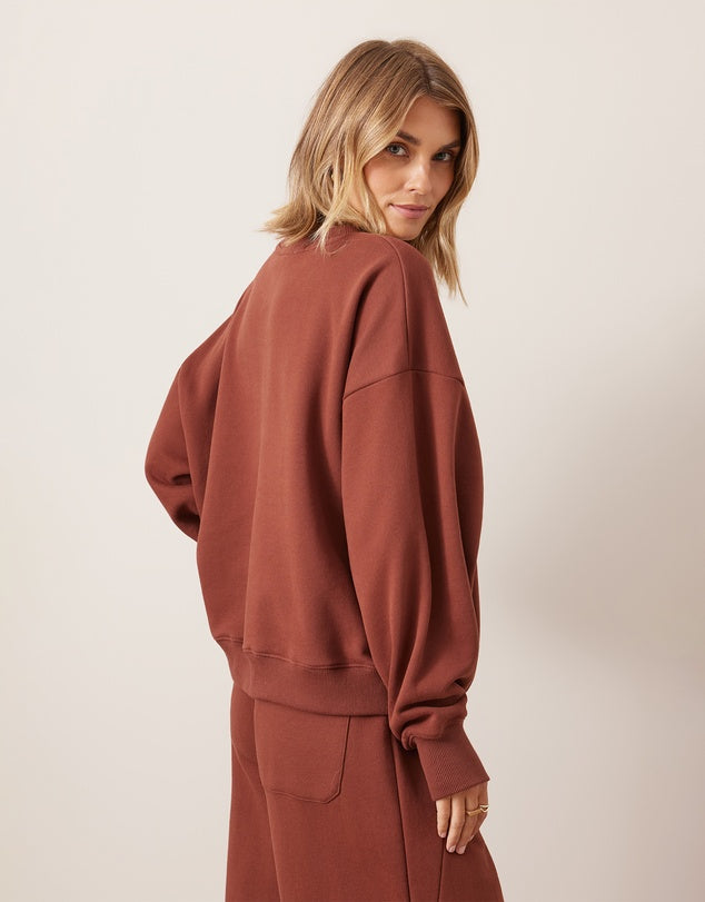 Quinn Slouchy Crew Burnt Toffee