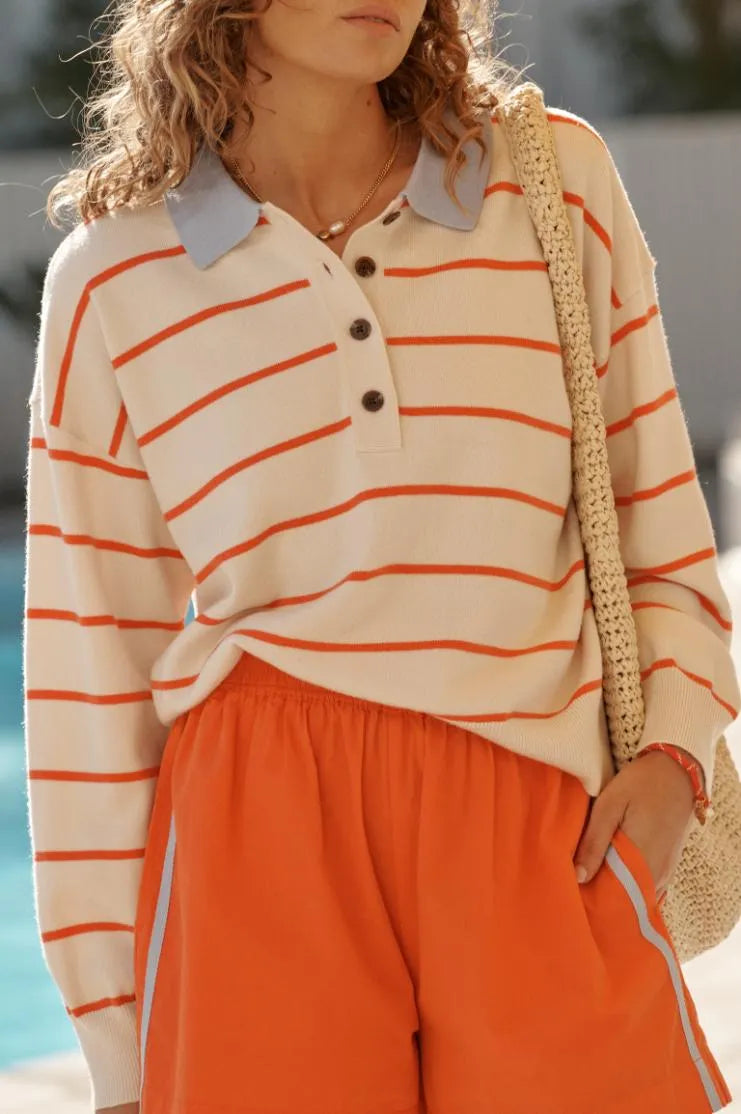 Jessa Rugby Knit Ecru Stripe Ceres