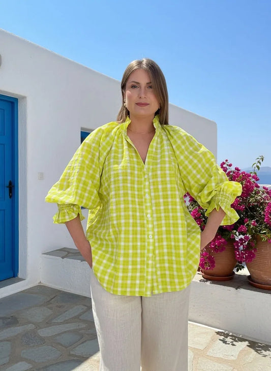 Gingham Shirt Neon Lime