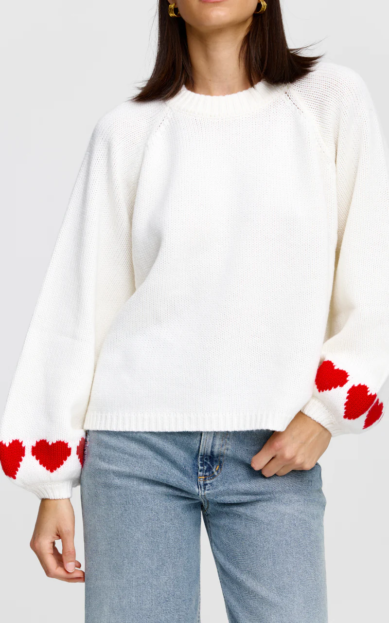 Cherie Hearts Knit Ivory