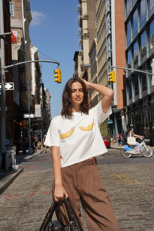 Banana Bra Boxy Crop Tee Ivory