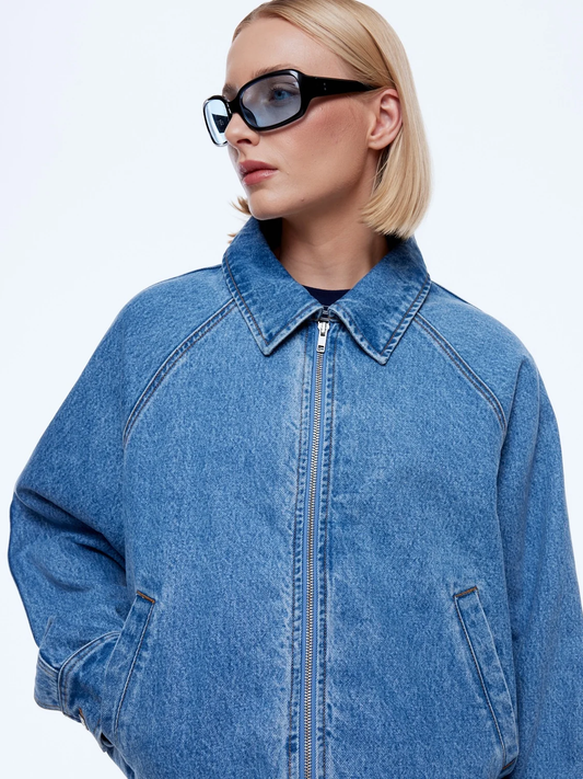 Billy Denim Bomber- Light Indigo
