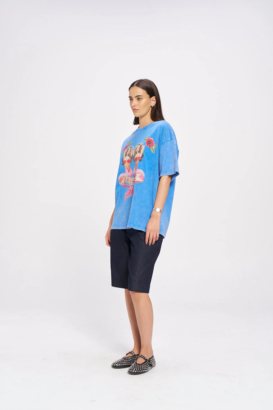 Mermaid La Sinene Oversize Tee- Blue Snow Wash