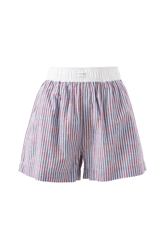 Mila Short Wine Blue Stripe