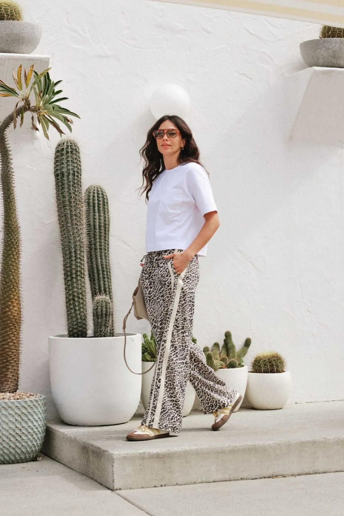 Relaxed Drawstring Pant Leopard Linen Blend