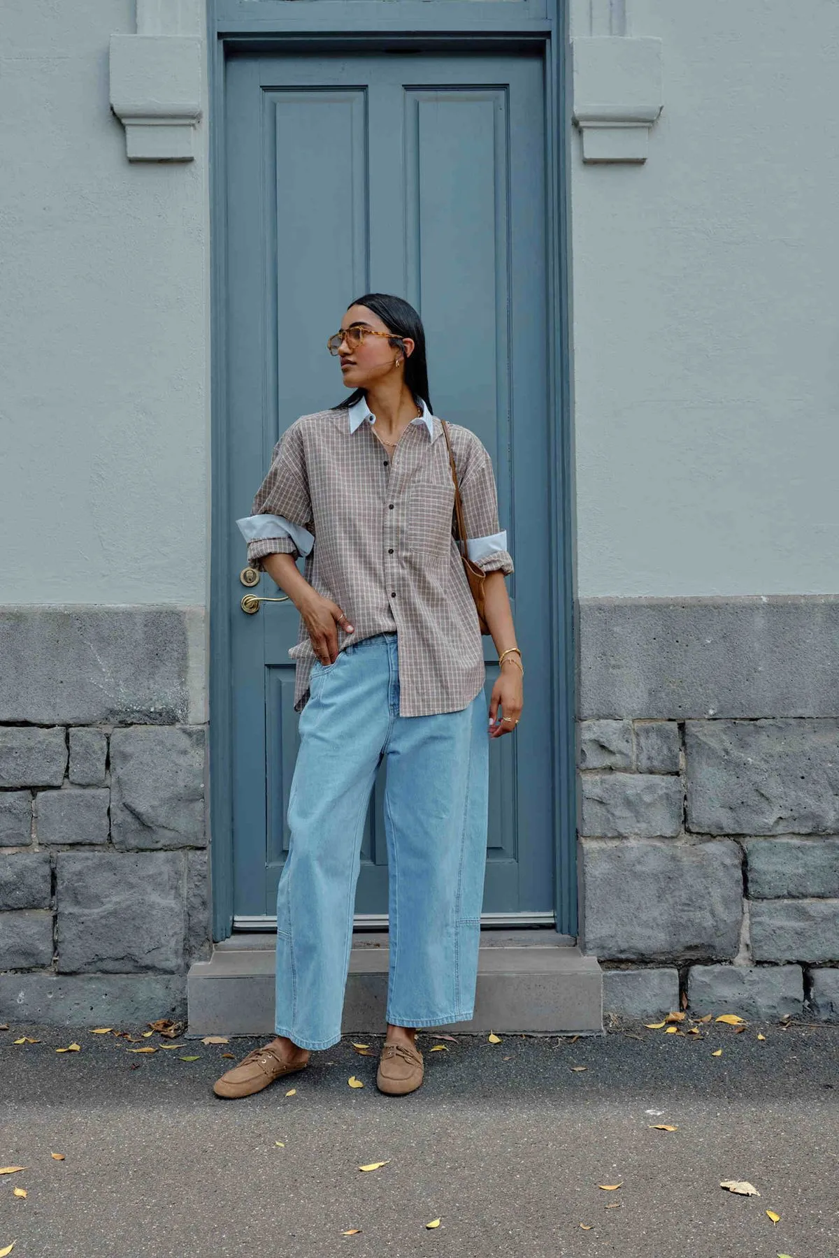 Peta Oversized Shirt - Toffee Check