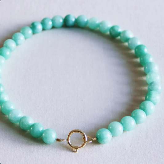 Natural Stone Bead Necklace Mint