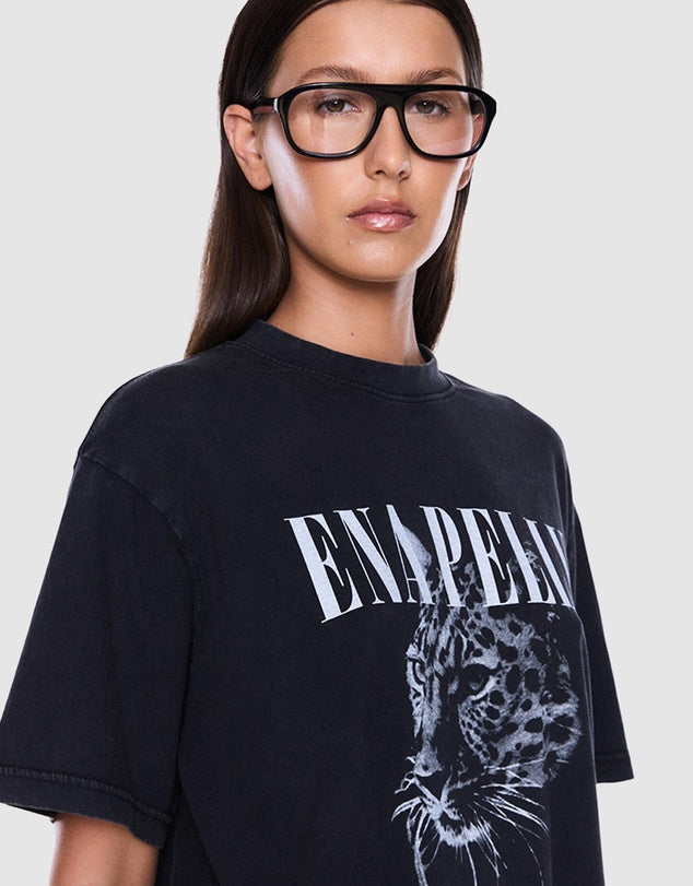 Ivy Relaxed Tee Vintage Black Cheetah