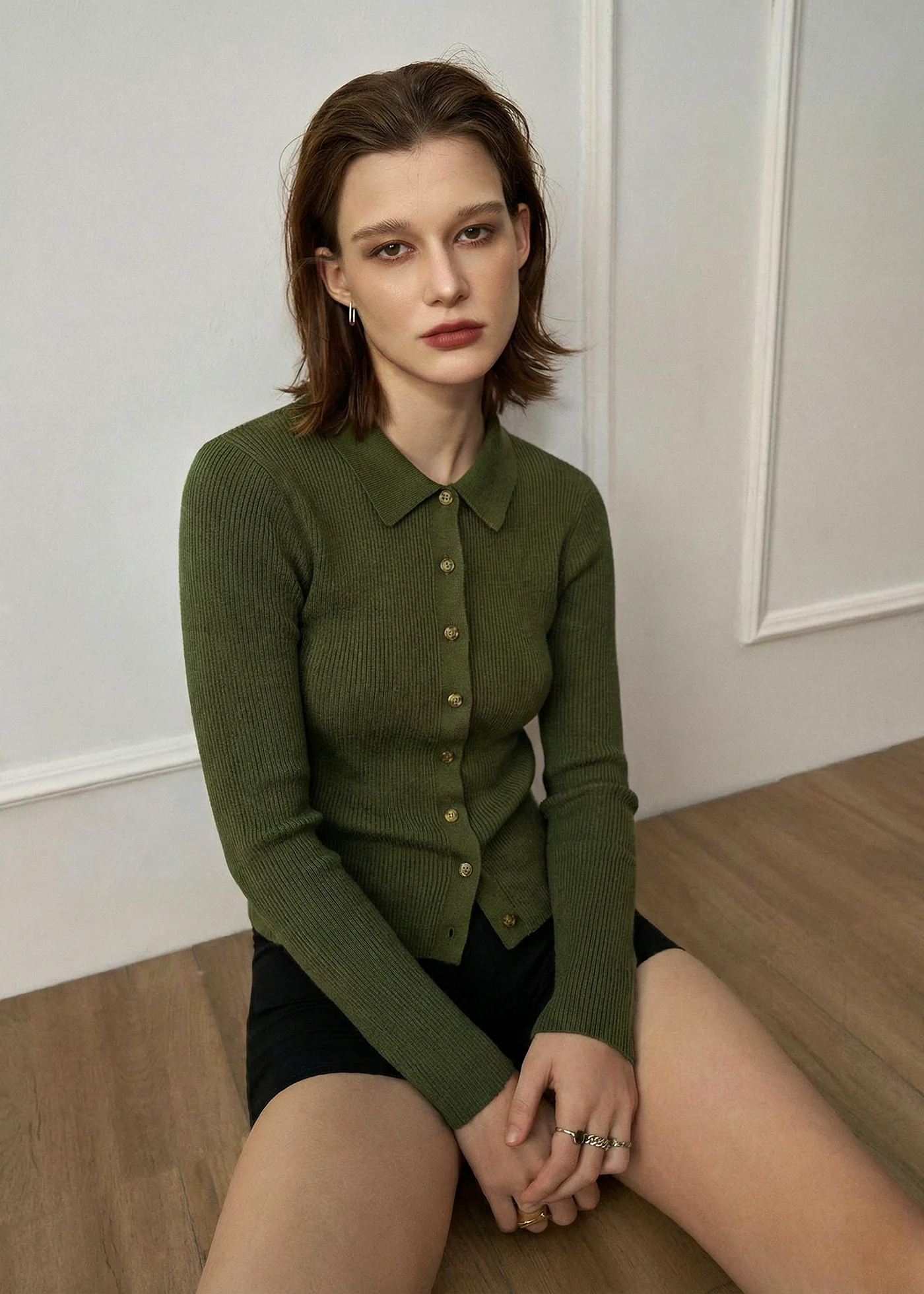 Lulu Ribbed Cardigan Olive