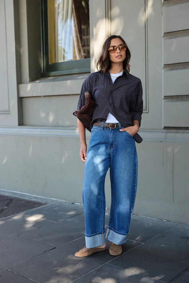 Frannie Cuffed Barel Jean Fresh Indigo