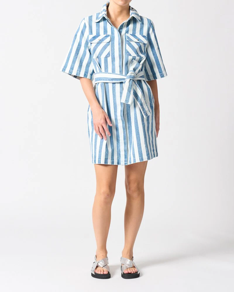 Mayfair Dress Denim Stripe