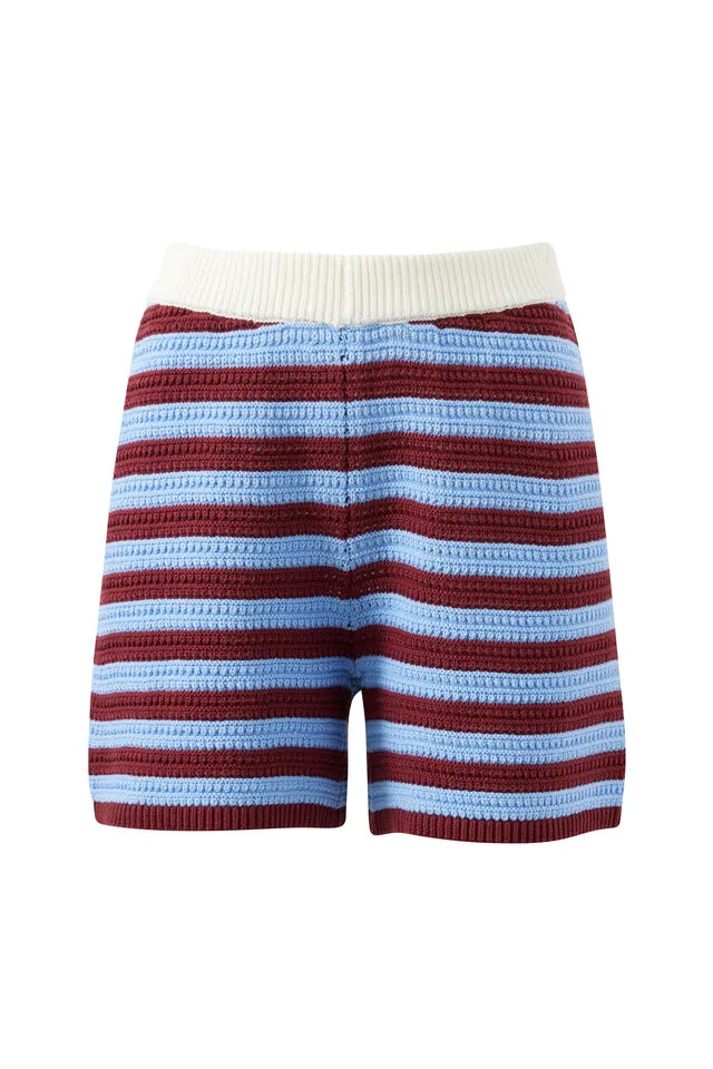 Mara Textures Knit Short Mulberry Stripe