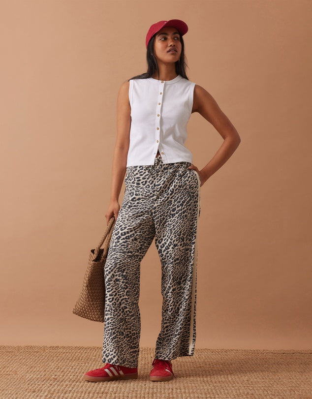 Lyla Button Through Rib Tank White