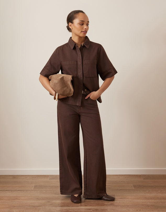 Noa Short Sleeve Shirt Chocolate