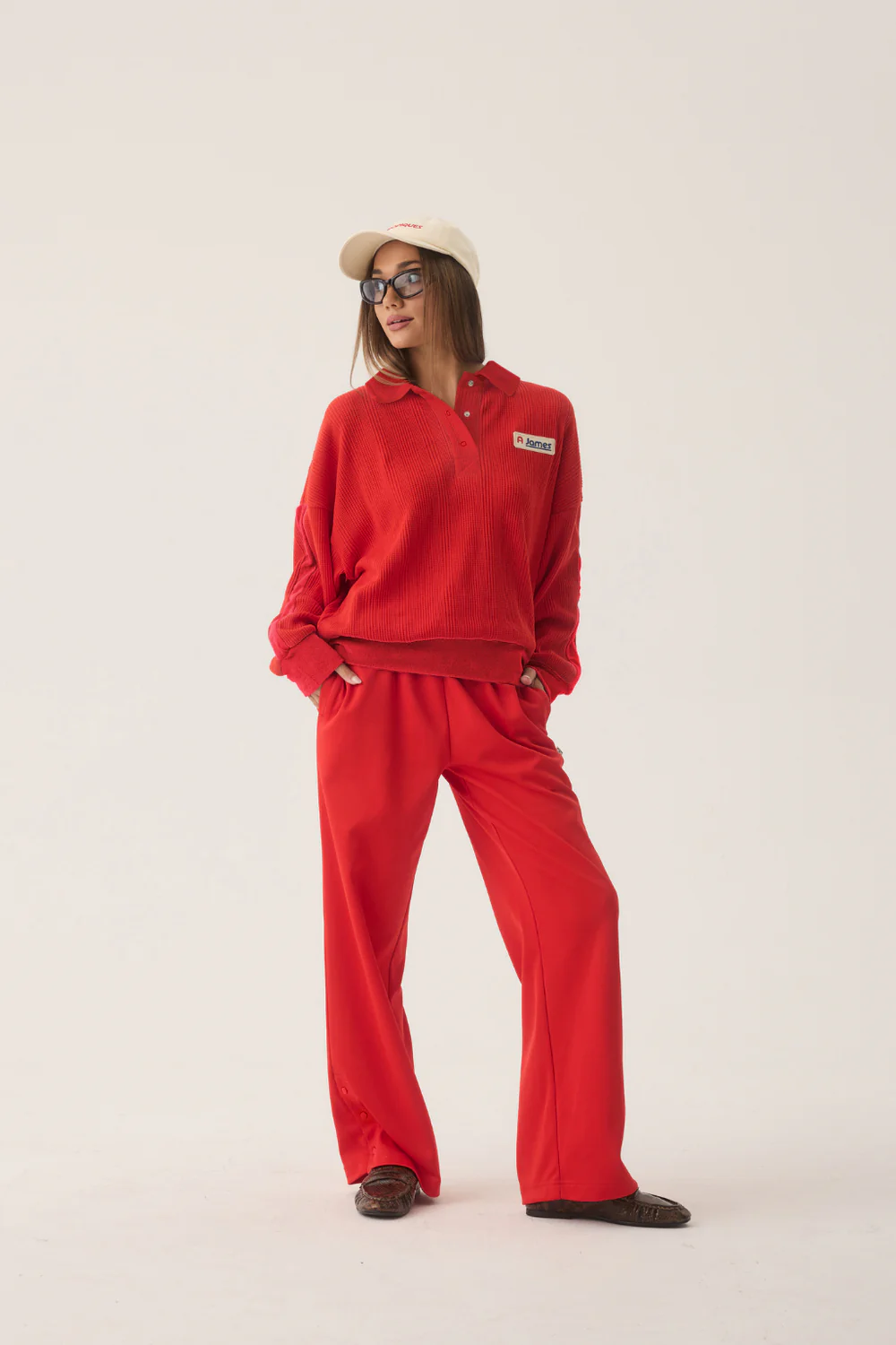 Tiva Waffle Sweatshirt Apple Red