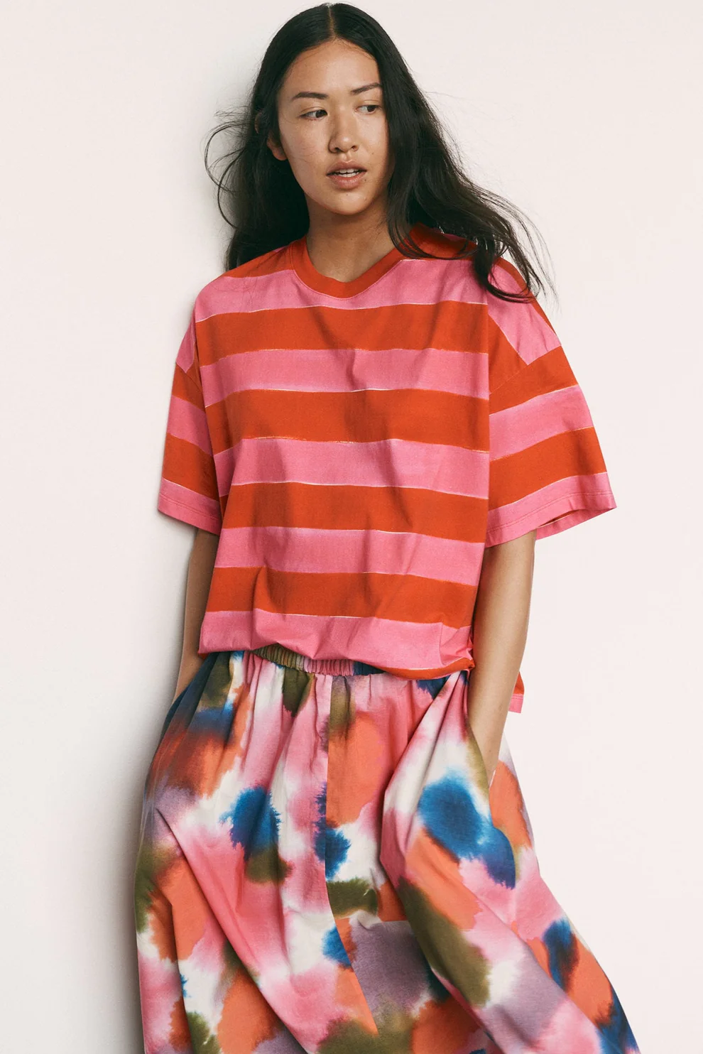 Oversized Boxy Tee Painted Stripe