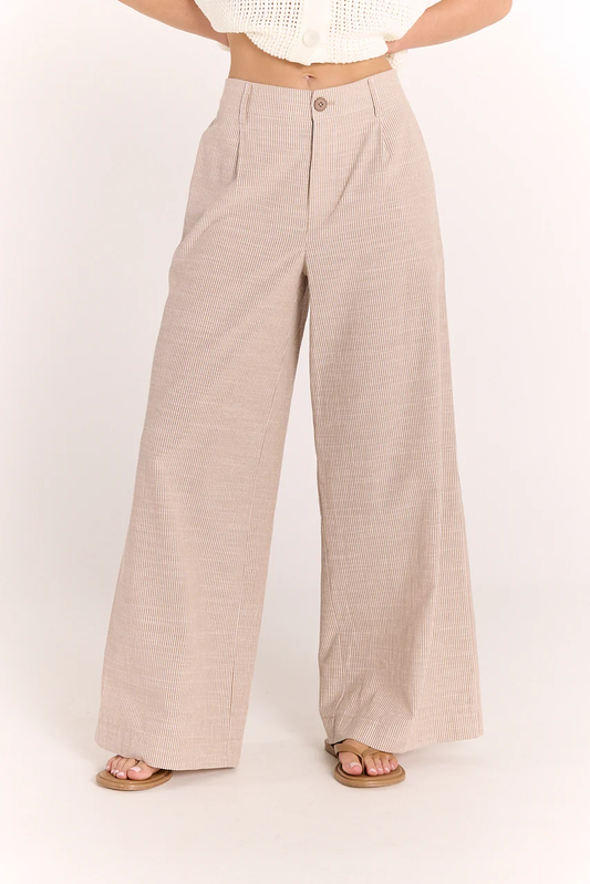 Tilly Pant - Mocha Pinstripe