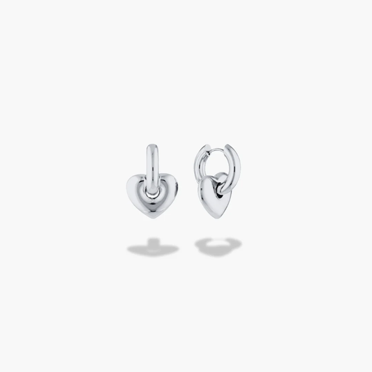 Lisa Puffy Heart Mini Earrings Silver