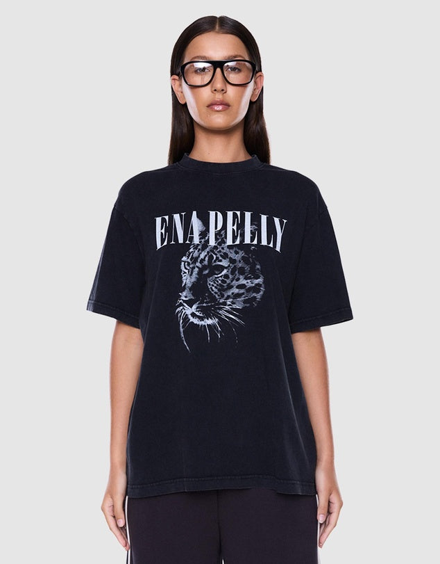 Ivy Relaxed Tee Vintage Black Cheetah