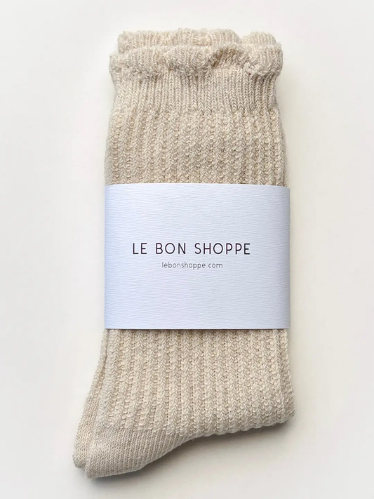Linen Scallop Socks- Naturel