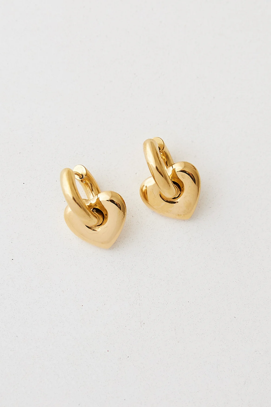 Lisa Puffy Heart Earrings Gold