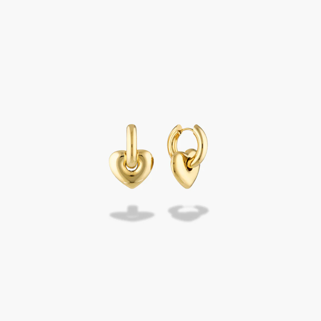 Lisa Puffy Heart Mini Earrings Gold