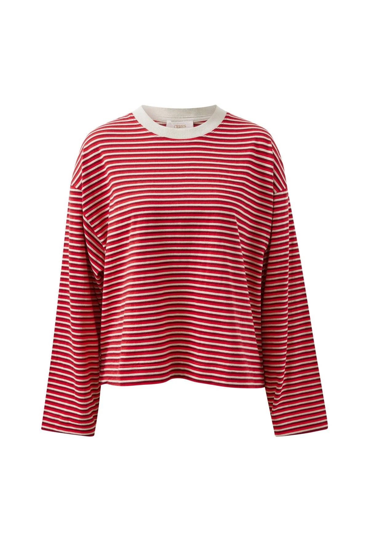 Beau Long Sleeve Slouchy Tee Mulberry Red Stone