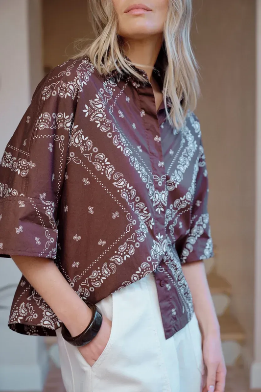 Sarah Boxy Shirt Bandana Print