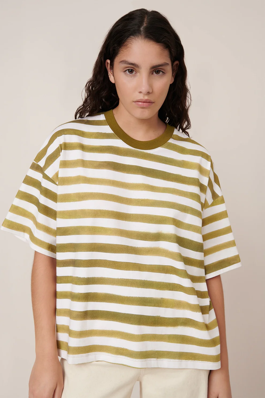 Oversized Boxy Tee Brushstroke Stripe