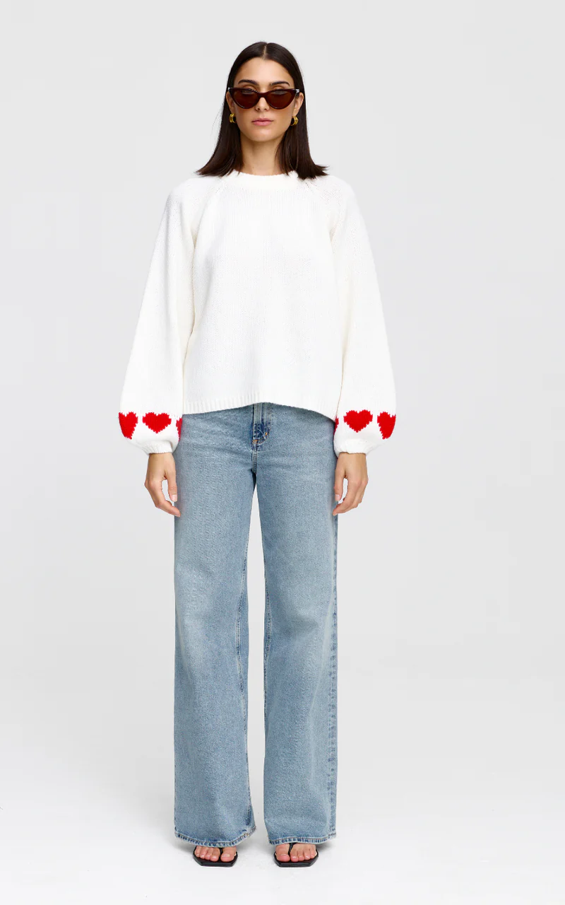 Cherie Hearts Knit Ivory