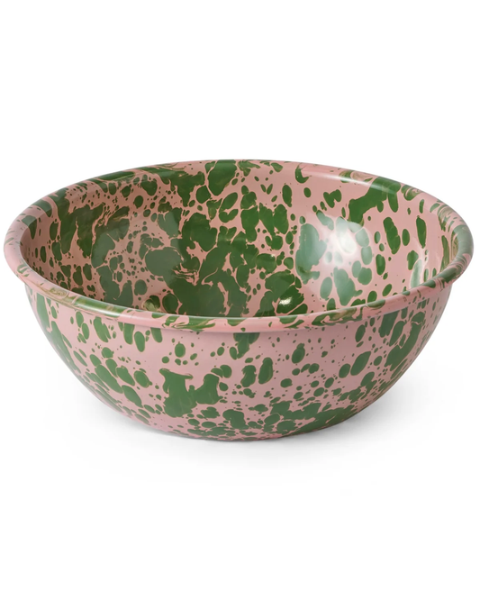 Enamel Salad Bowl - Pink & Green