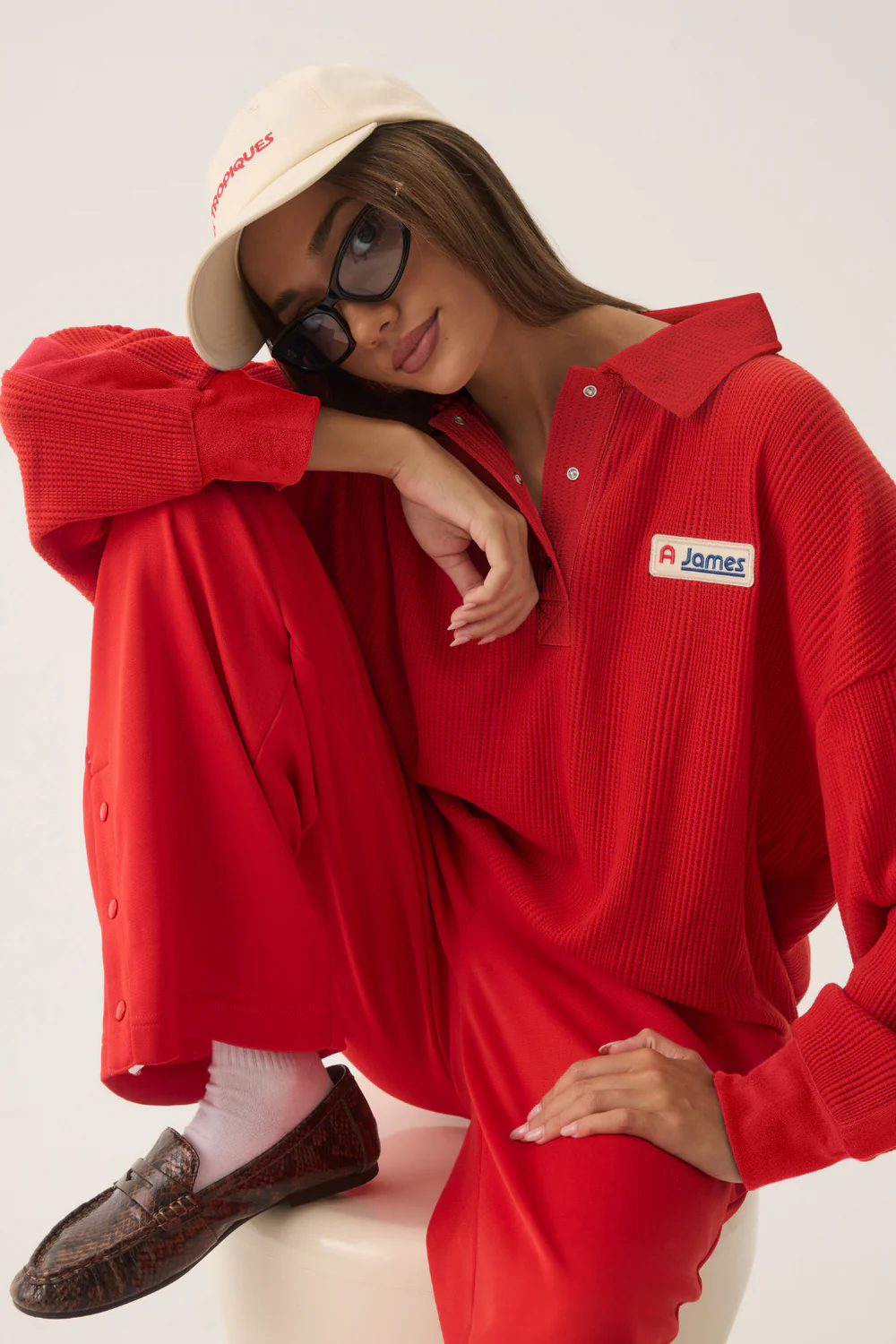 Tiva Waffle Sweatshirt Apple Red