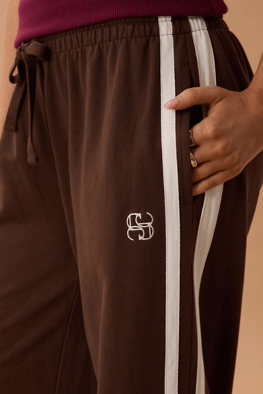 Wide Leg Terry Trackpant Chocolate