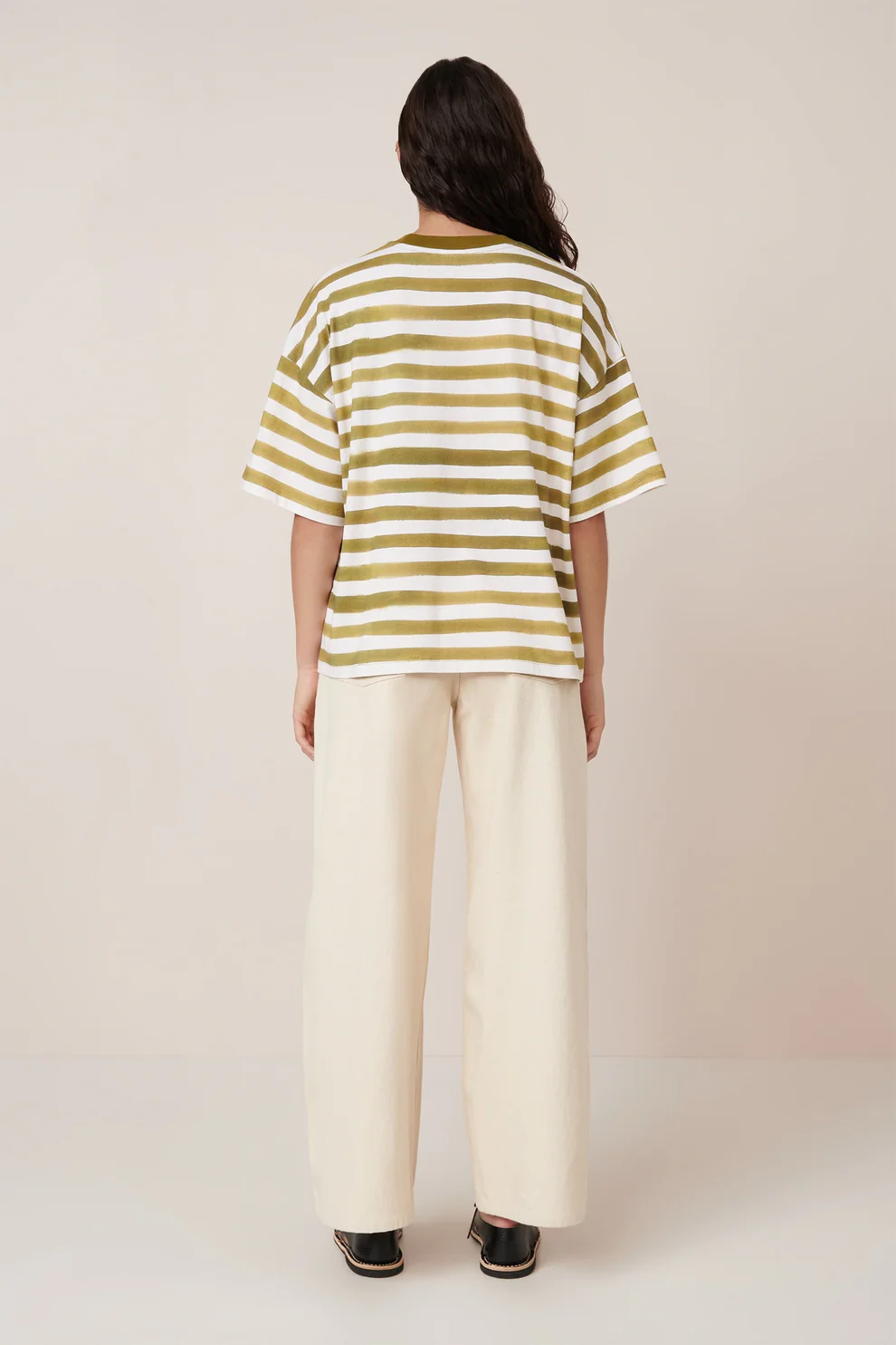 Oversized Boxy Tee Brushstroke Stripe