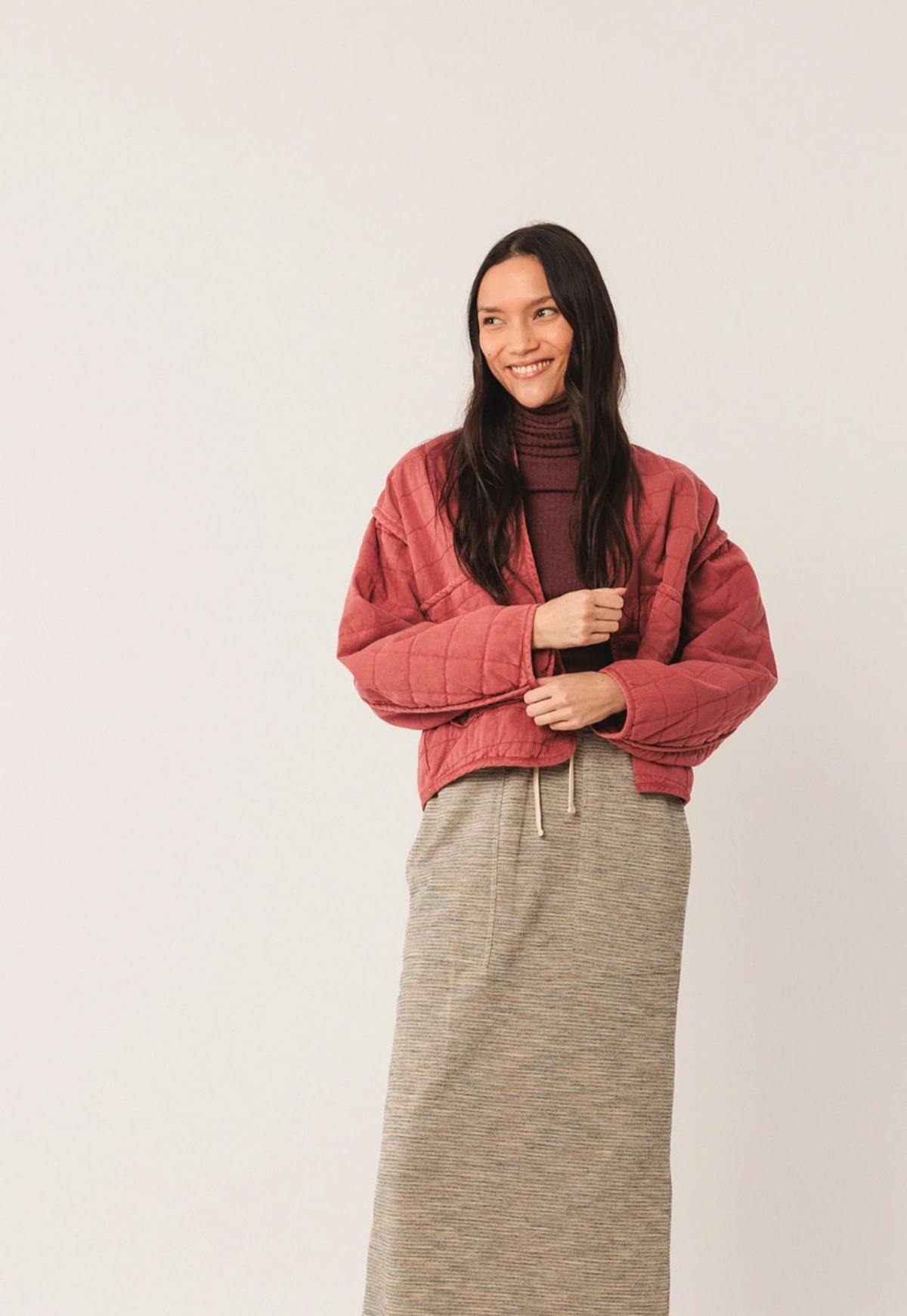 Quilted Kimono Jacket Frambuesa