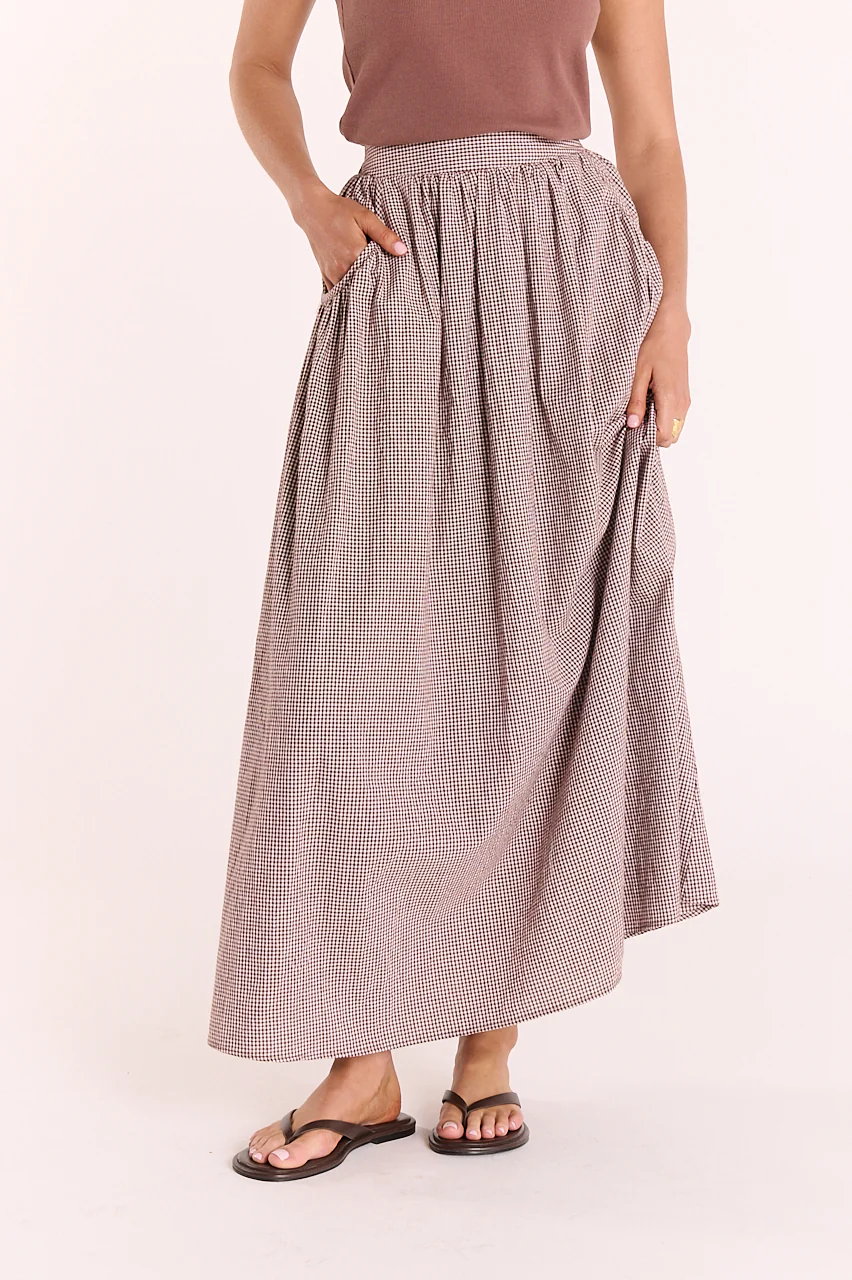 Lottie Skirt Chocolate Gingham
