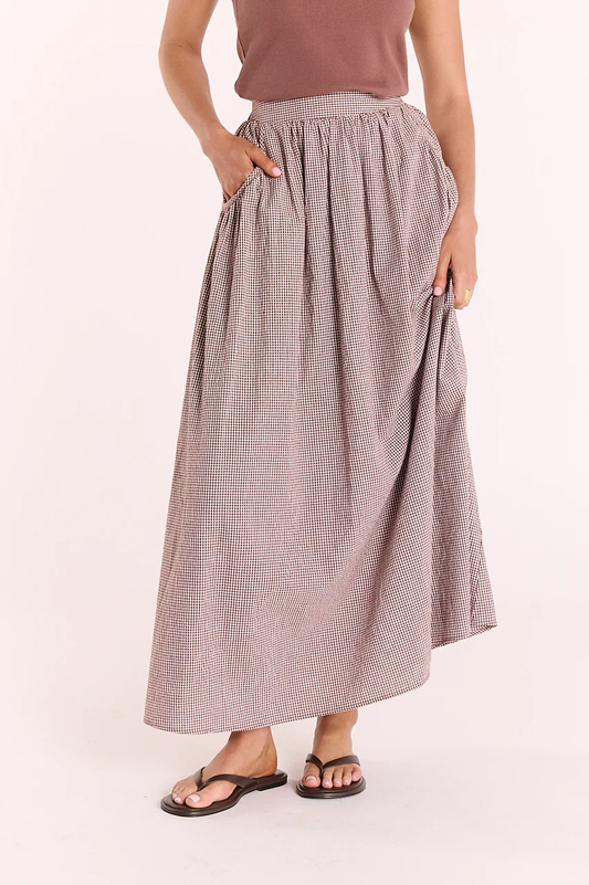 Lottie Skirt Chocolate Gingham