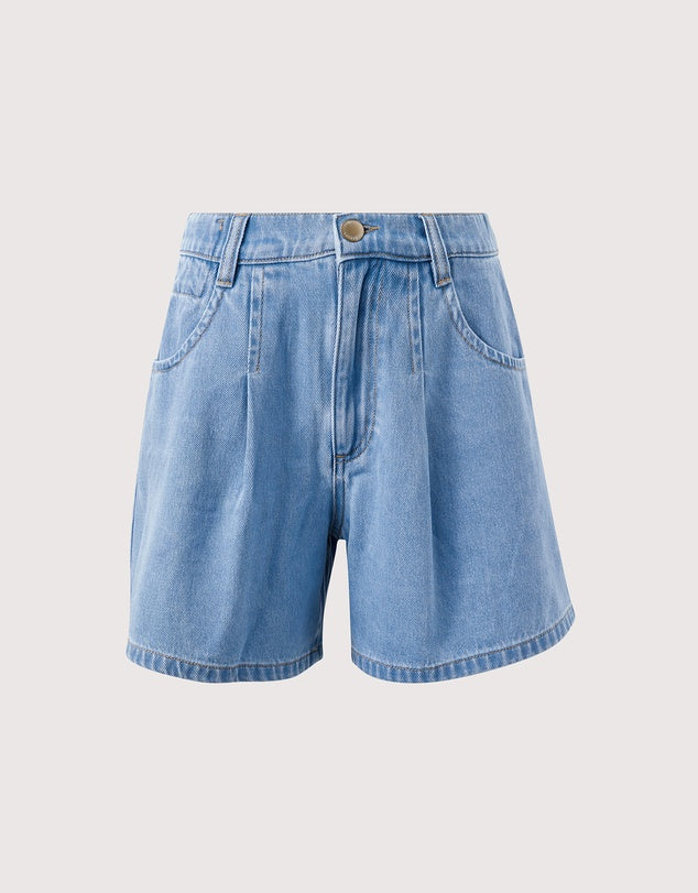 Pearl Pleat Short Vintage Blue