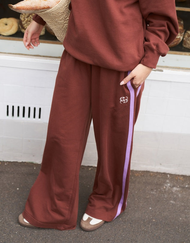 Gigi Wide Leg Terry Trackpant Toffee/Orchid