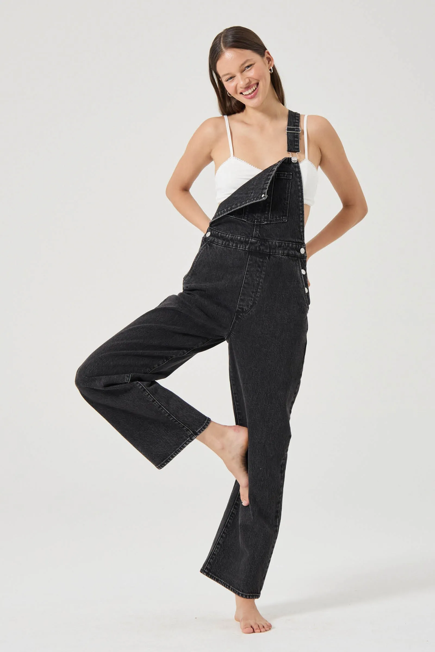 Stevie Relaxed Overalls - Black Sand