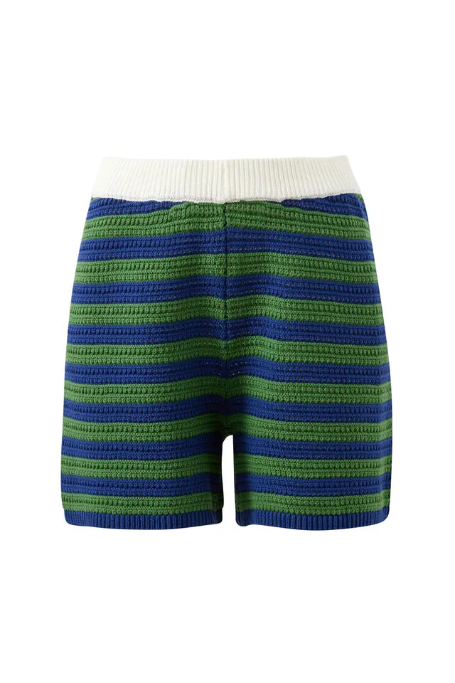 Mara Textures Knit Short Basil Stripe