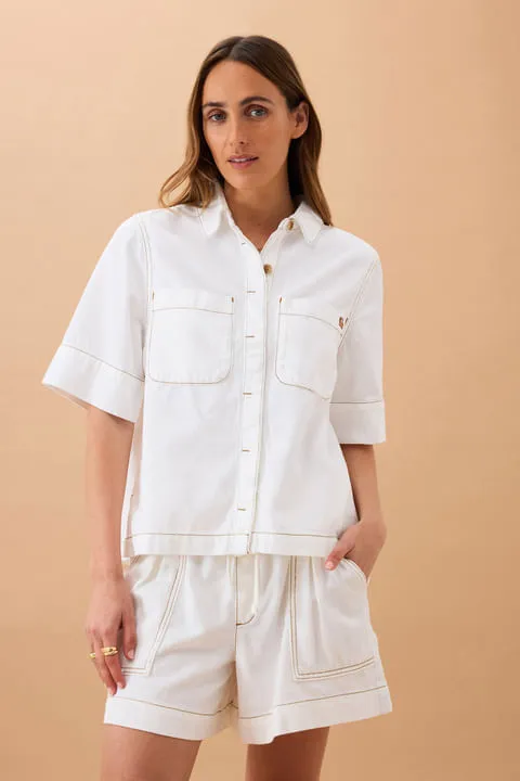 Noa Short Sleeve Shirt Fresh Ecru